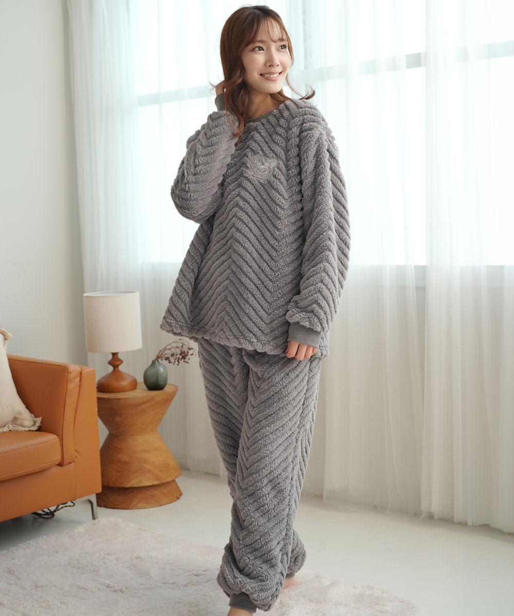 aimerfeel ルームウェア ヘリンボーン 長袖 上下セット 男女兼用