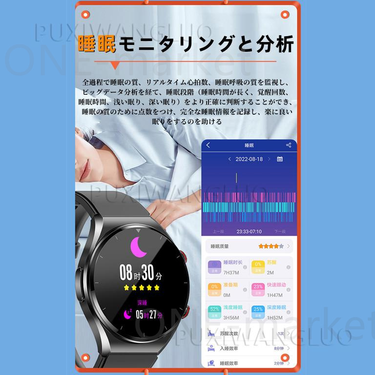 2023 血糖値測定」スマートウォッチ 日本製センサー 体温 心拍数 血圧