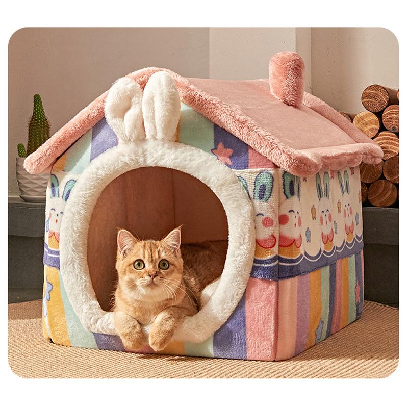 犬小屋の猫小屋は冬に保温してペットベッドを分解して洗うことができます1Z9 ペット ハウス ペットベッド 屋根付き 犬 猫 小型犬 犬小屋