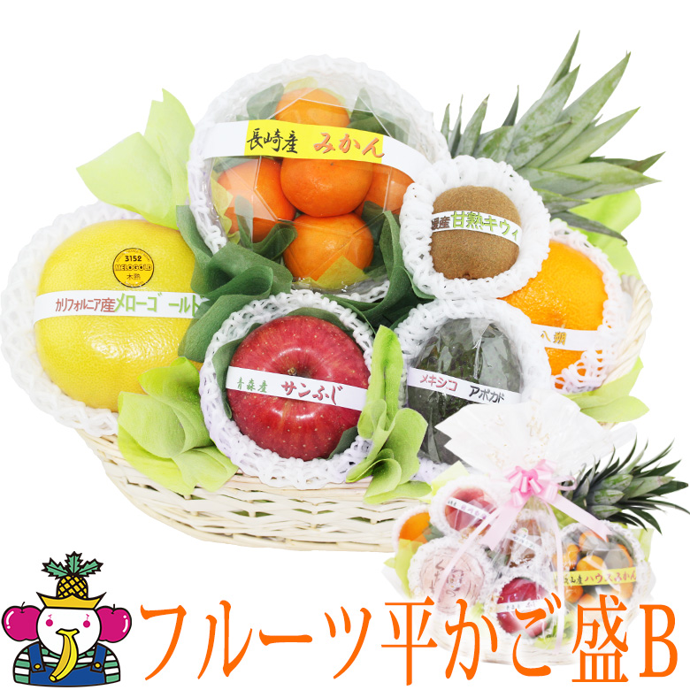 フルーツ ギフト 夏 果物 ギフト お中元 盛り合わせ 詰め合わせ くだもの お祝い 誕生日 お供え お見舞い お礼【季節のフルーツ平かご盛 ギフト B】