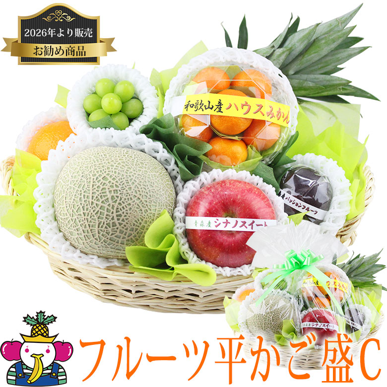 フルーツ ギフト 夏 果物 ギフト お中元 盛り合わせ 詰め合わせ くだもの お祝い 誕生日 誕生日 お供え お見舞【季節のフルーツ平かご盛 ギフト C】