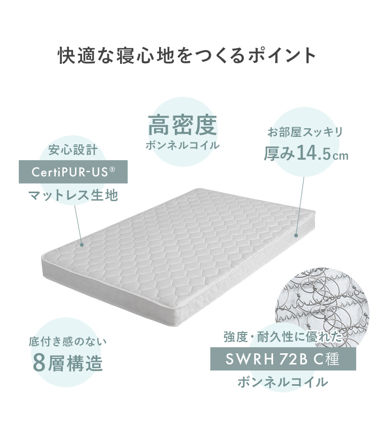 エア・リゾーム マットレス ボンネルコイル 高密度コイル 高反発
