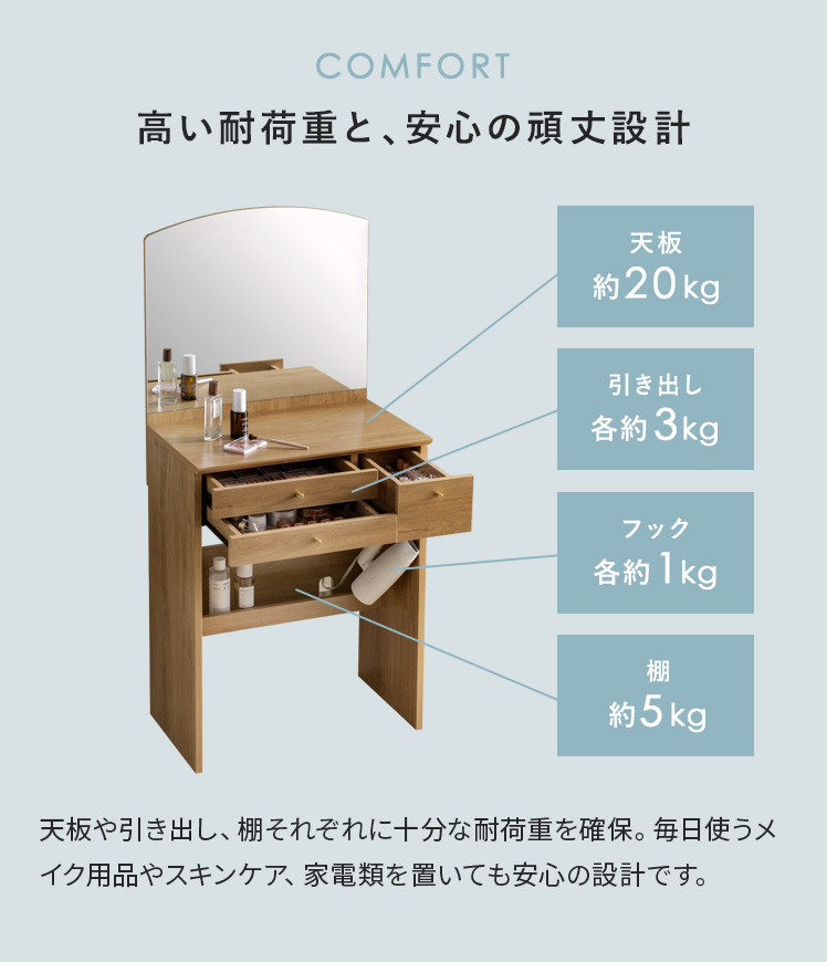 ドレッサー デスク メイク台 ミラー 鏡 大きい鏡 収納 メイク収納 鏡台
