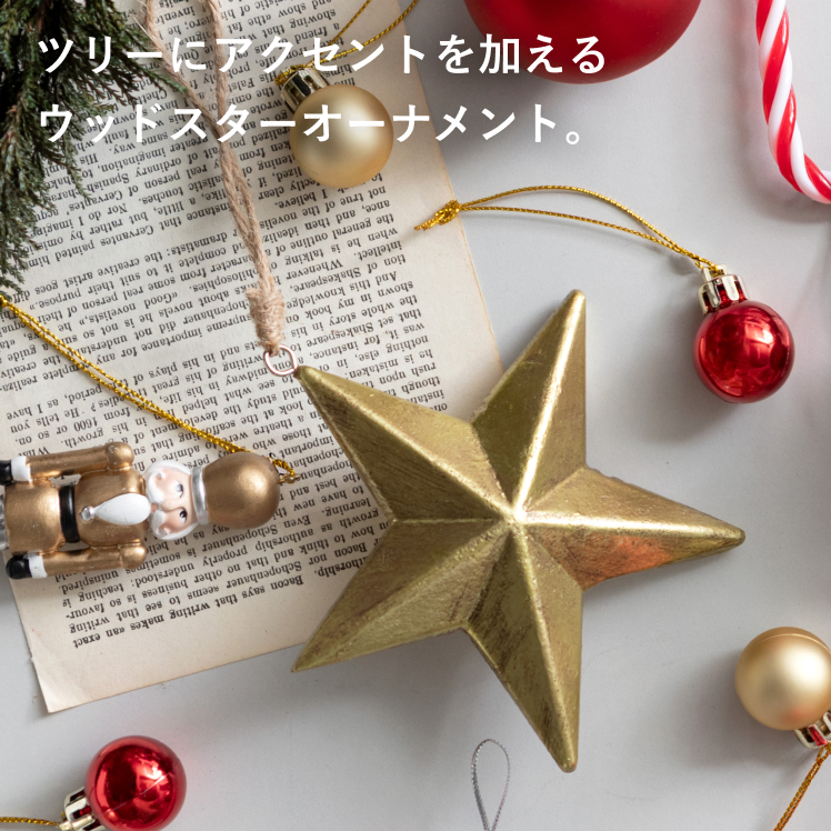 ウッドスターオーナメント 2個セット クリスマス スター 飾り 星型