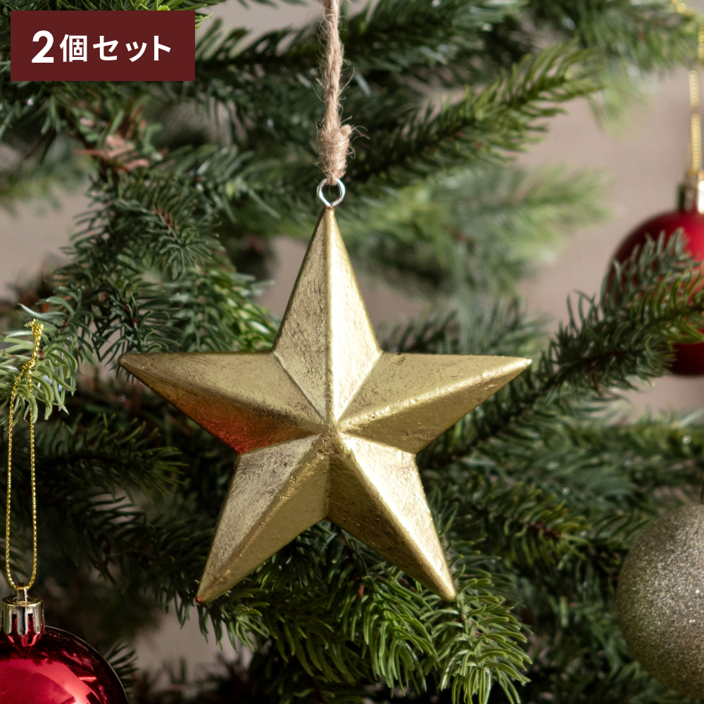 ウッドスターオーナメント 2個セット クリスマス スター 飾り 星型