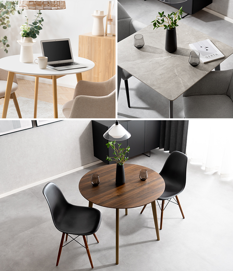 ダイニングテーブル 2人用 ダイニング スクエア 正方形 大理石調 木目