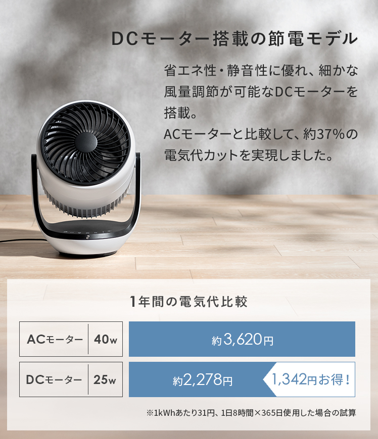 サーキュレーター DCモーター 扇風機 空気清浄機 dcサーキュレーター