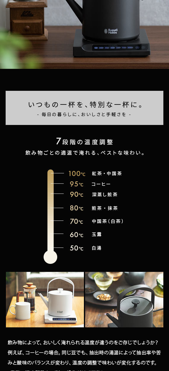 RUSSELL HOBBS 電気ケトル ケトル 電気ポット おしゃれ 温度設定