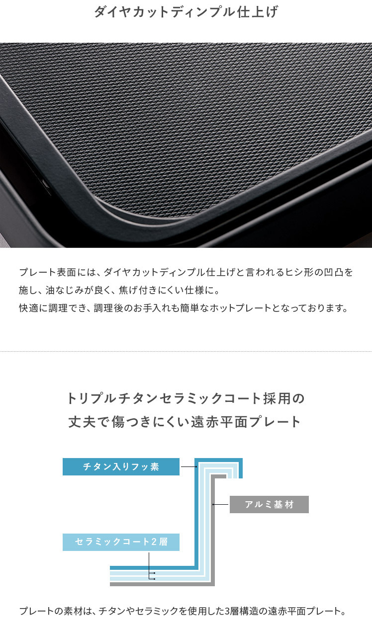 STAN. ホットプレート 象印 おしゃれ 焼肉 トリプルチタン セラミック