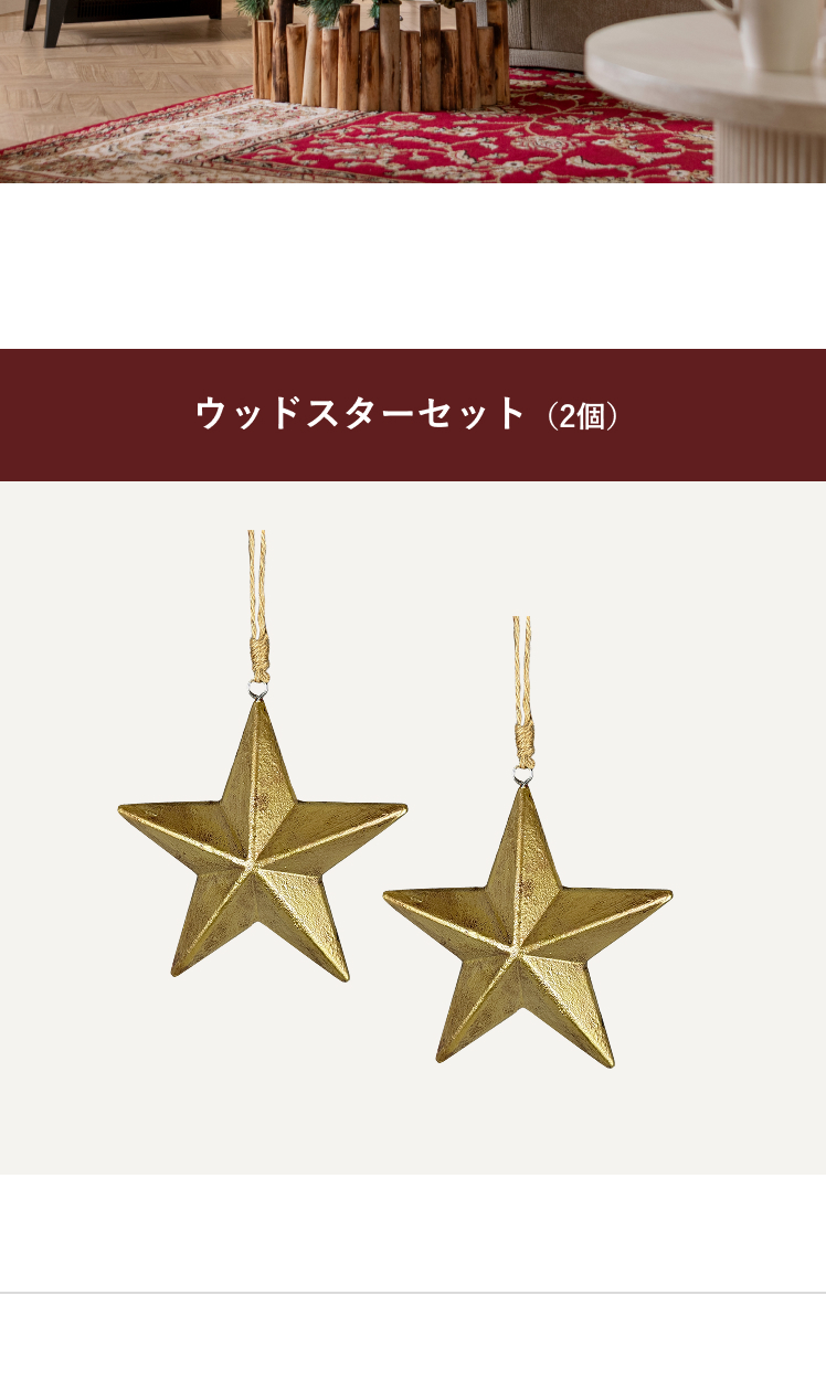 ウッドスターオーナメント 2個セット クリスマス スター 飾り 星型
