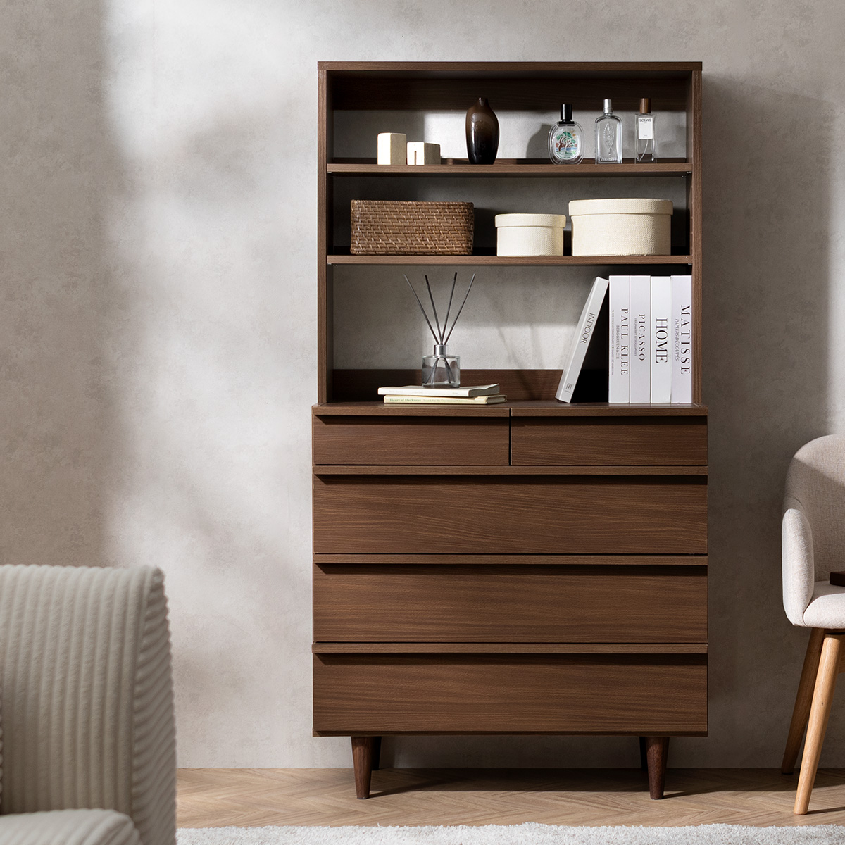 エア・リゾーム チェスト タンス おしゃれ 木製 4段 北欧 引き出し 幅