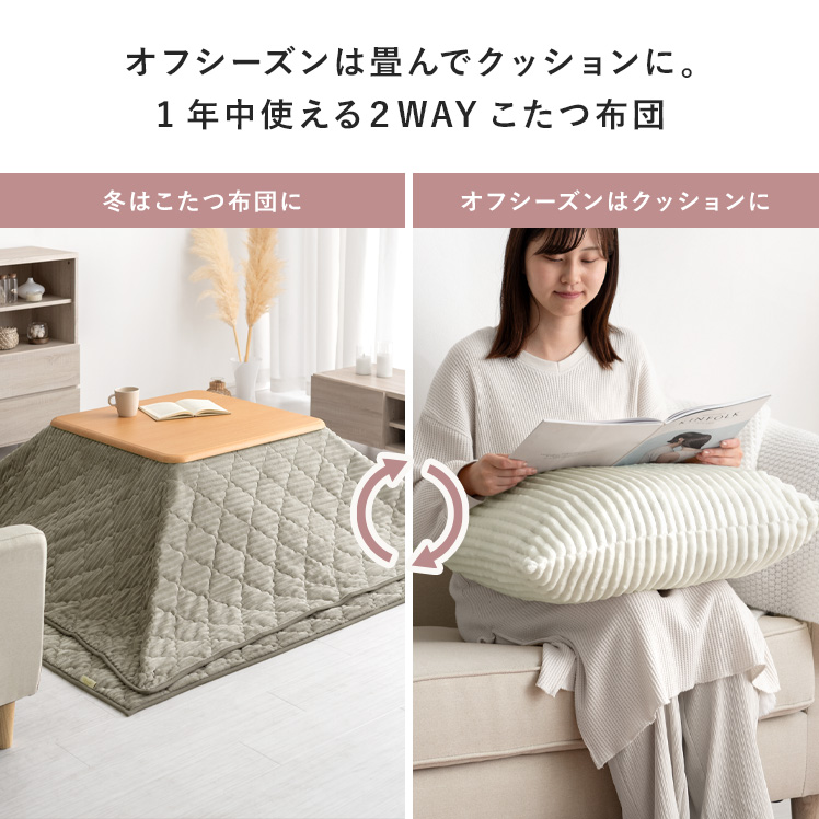 こたつ布団 敷き布団セット 正方形 おしゃれ コタツ布団 こたつふとん こたつ 敷き布団 ラグ ラグマット 洗える おしゃれ コーデュロイ 2WAY 190×190cmの画像