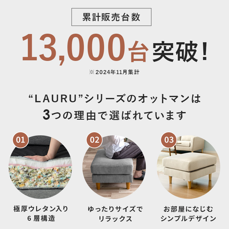 オットマン おしゃれ 足置き スツール ソファ 1人掛け 北欧 ソファー ポケットコイル モダン ミッドセンチュリー シンプル レザー ファブリック 関連画像2