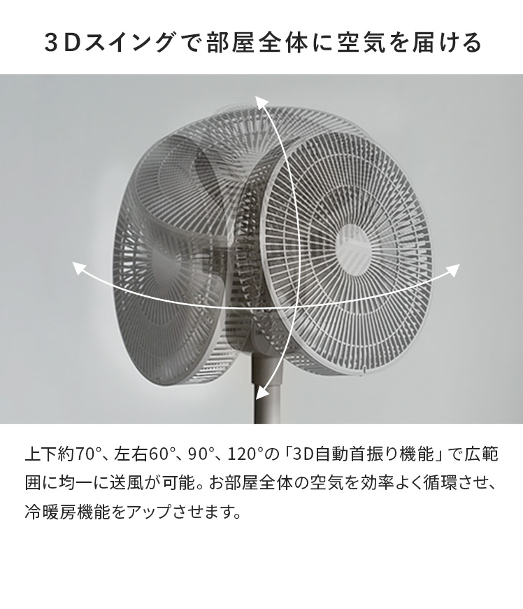 サーキュレーター DCモーター 扇風機 静音 洗える 首振り AI