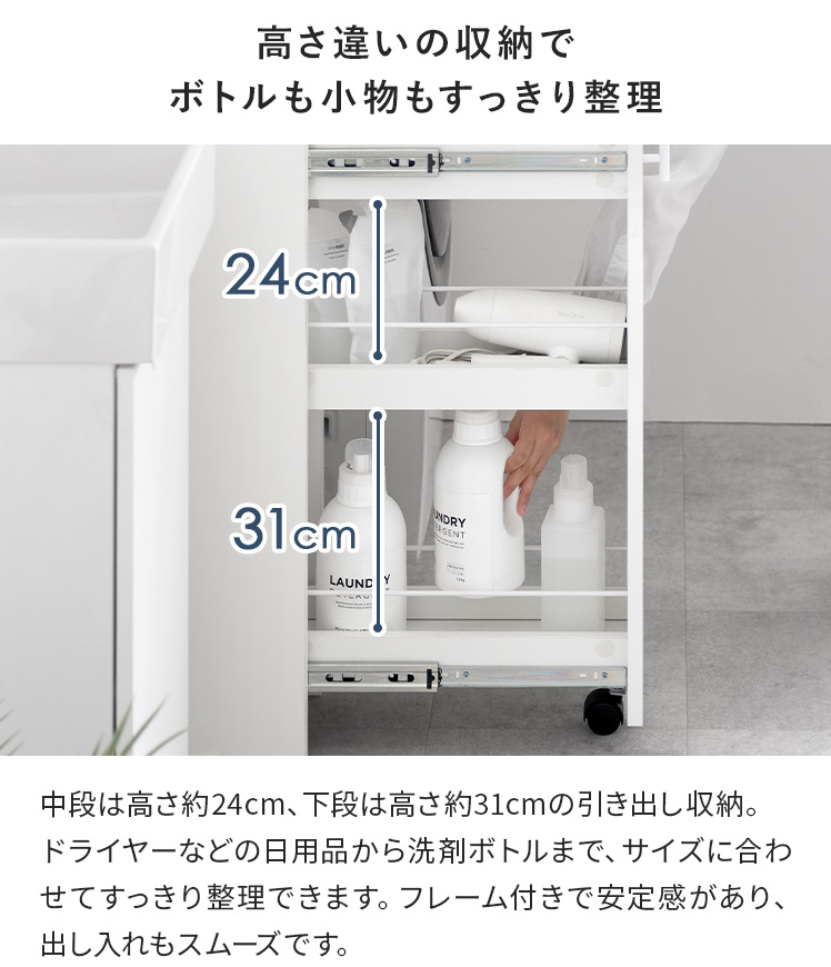 エア・リゾーム 隙間収納 20cm ランドリーラック スリム 収納 おしゃれ