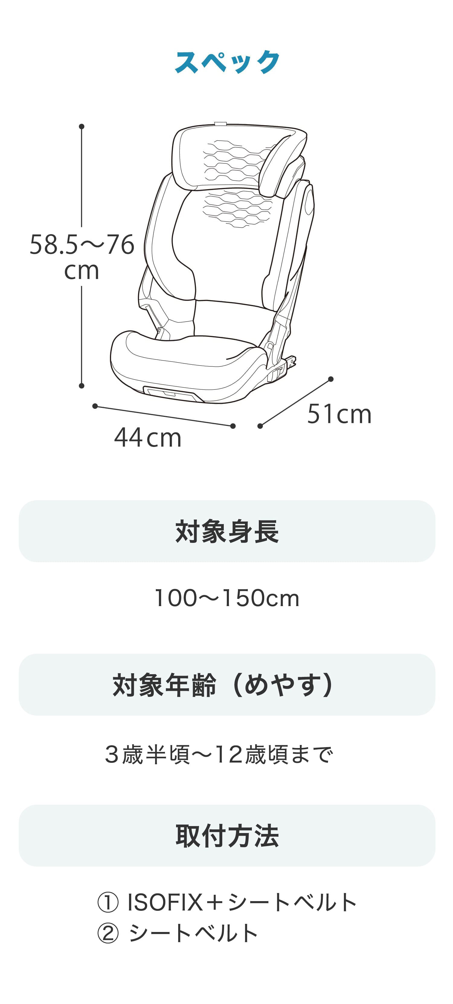 チャイルドシート「コアプロアイサイズ」