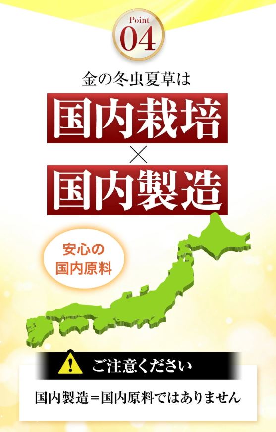 冬虫夏草 サプリメント 日本産 日本産100％ サナギタケ 金の冬虫夏草