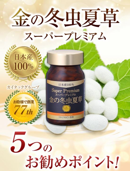 冬虫夏草 サプリメント 日本産 日本産100％ サナギタケ 金の冬虫夏草