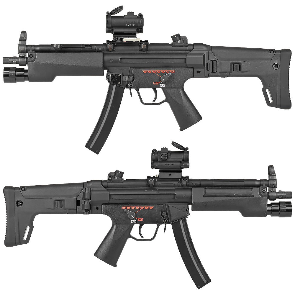 5KU 電動ガン MP5対応 MASADA ACRスタイルストック + MP5アダプターセット 強化ポリマー・アルミCNC 7ポジション BK_3