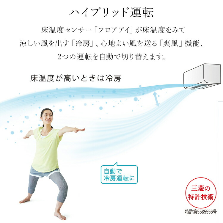 三菱電機（MITSUBISHI） ルームエアコン GEシリーズ おもに6畳用 2022年モデル ホワイト 100V 平行型 MSZ-GE2222-W  フロアアイ : msz-ge2222-w : エアホープ エアコンと家電の通販 Yahoo!店 - 通販 - Yahoo!ショッピング