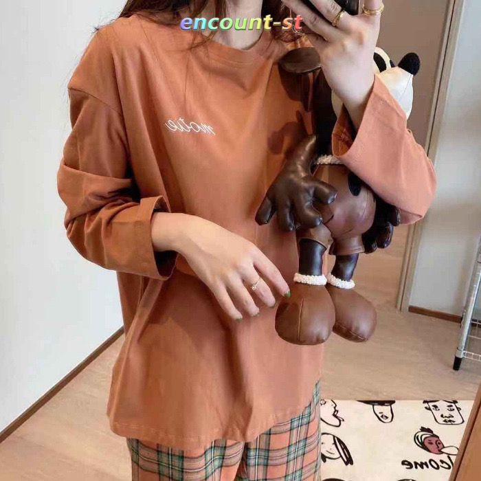 セール期間/ パジャマ ルームウェア レディース 長袖 チェック柄 Ｔシャツ パンツ 長ズボン 上下セット セットアップ 可愛い 女性 寝間着 部屋着 秋 春 送料無料 |  | 01