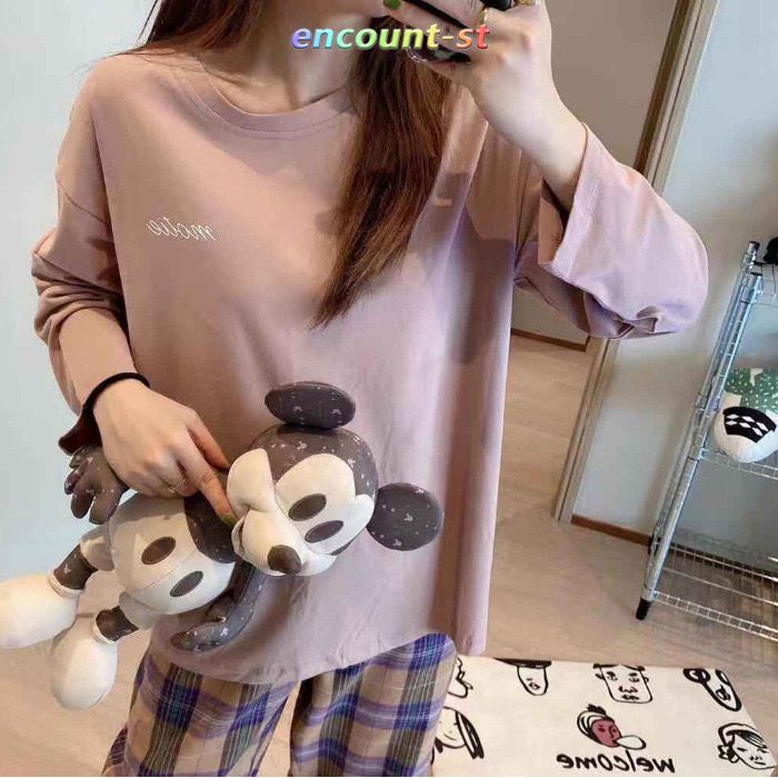 セール期間/ パジャマ ルームウェア レディース 長袖 チェック柄 Ｔシャツ パンツ 長ズボン 上下セット セットアップ 可愛い 女性 寝間着 部屋着 秋 春 送料無料 |  | 05