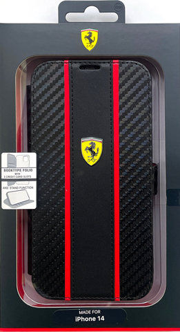 iPhone 14 ケース 手帳型ケース フェラーリ iPhone13 14Plus 14Pro 14ProMax カード収納 ポケット カーボン アイフォン iPhoneケース Ferrari 公式ライセンス品 | Ferrari | 01