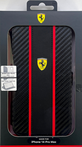 iPhone 14 ケース 手帳型ケース フェラーリ iPhone13 14Plus 14Pro 14ProMax カード収納 ポケット カーボン アイフォン iPhoneケース Ferrari 公式ライセンス品 | Ferrari | 04