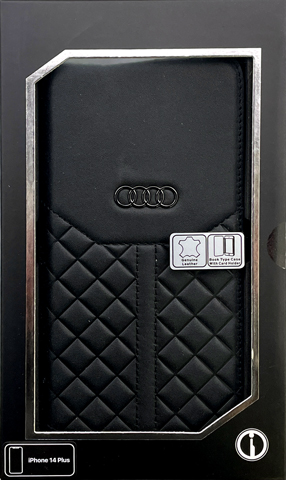 iPhone 14 ケース 手帳型 本革 Audi アウディ iPhone13 カード入れ ポケット iPhone14Plus 14Pro 14ProMax レザー アイフォン ブラック グレー 公式ライセンス品 | air-J | 02