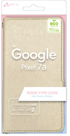 Google Pixel 7A グーグル 手帳型ケース レザー調 マグネット付 ベージュ ピンク｜airs｜02