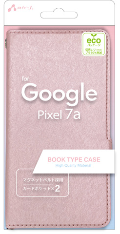 Google Pixel 7A グーグル 手帳型ケース レザー調 マグネット付 ベージュ ピンク｜airs｜03