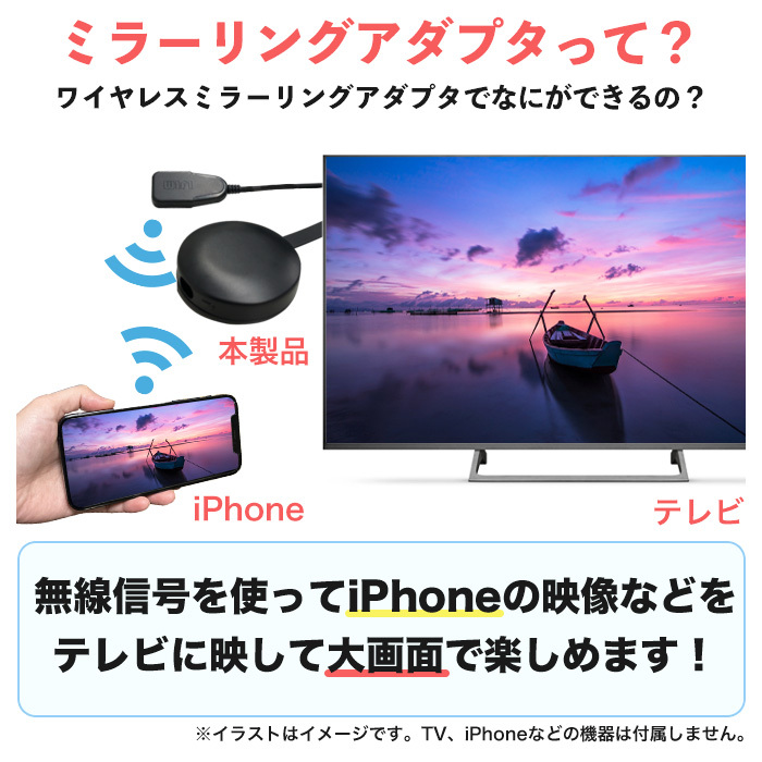 iPhoneiPadの画面をワイヤレスでTVに映すHDMIアダプタAHD-W1M