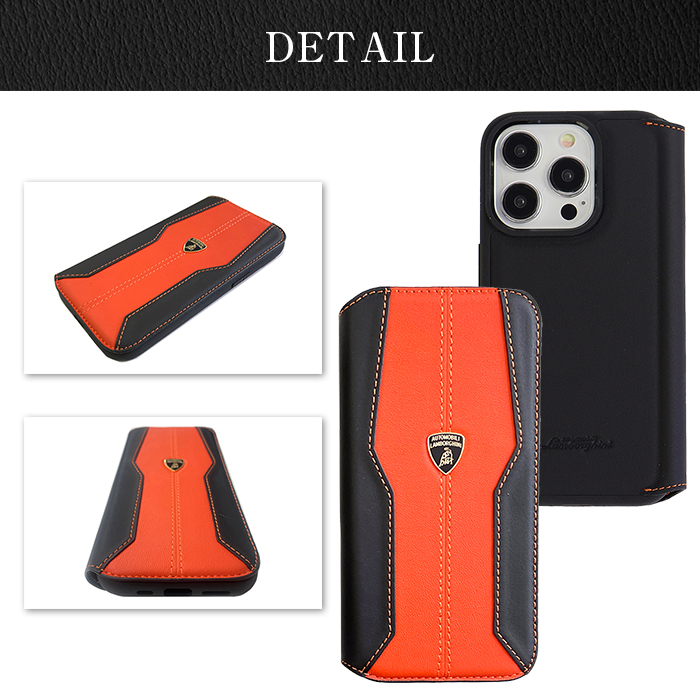 Lamborghini（ランボルギーニ） iPhone 15 Pro Max ケース 手帳型 本革 
