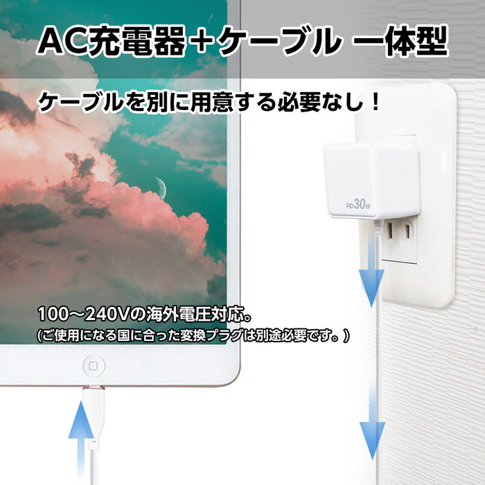 スマホ 充電器 タイプc 急速充電 PD30W コンセント充電器 1.5m PD 高速