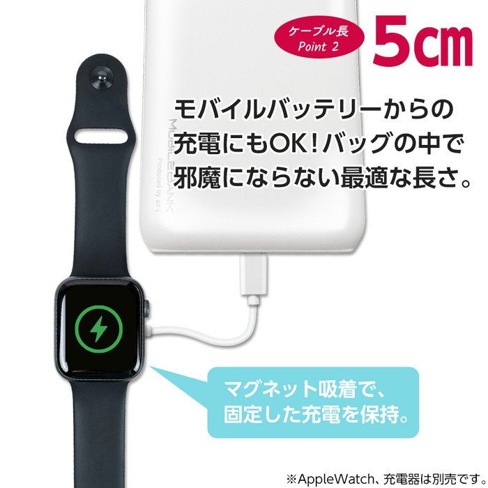 Apple Watch対応磁気5w充電ケーブルType-C 5cm アップルウォッチ