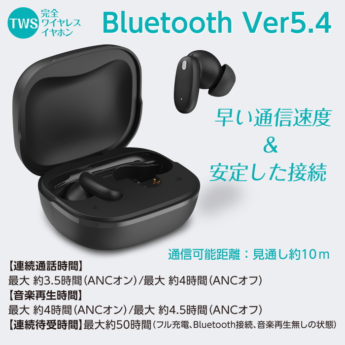液晶タッチパネル搭載 ワイヤレスイヤホン ノイズキャンセリング