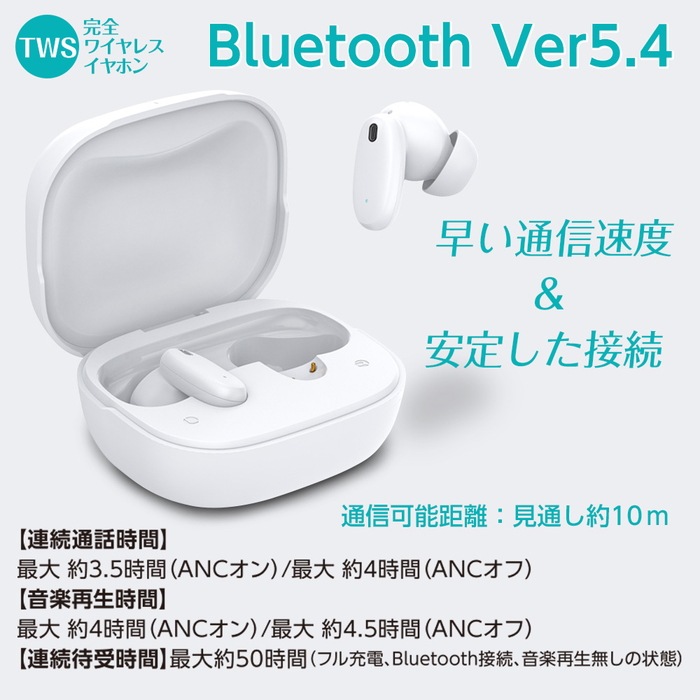 ワイヤレスイヤホン ハイブリッド ノイズキャンセリング/マルチポイント 液晶タッチパネル搭載 ワイヤレスイヤホン ノイズキャンセリング