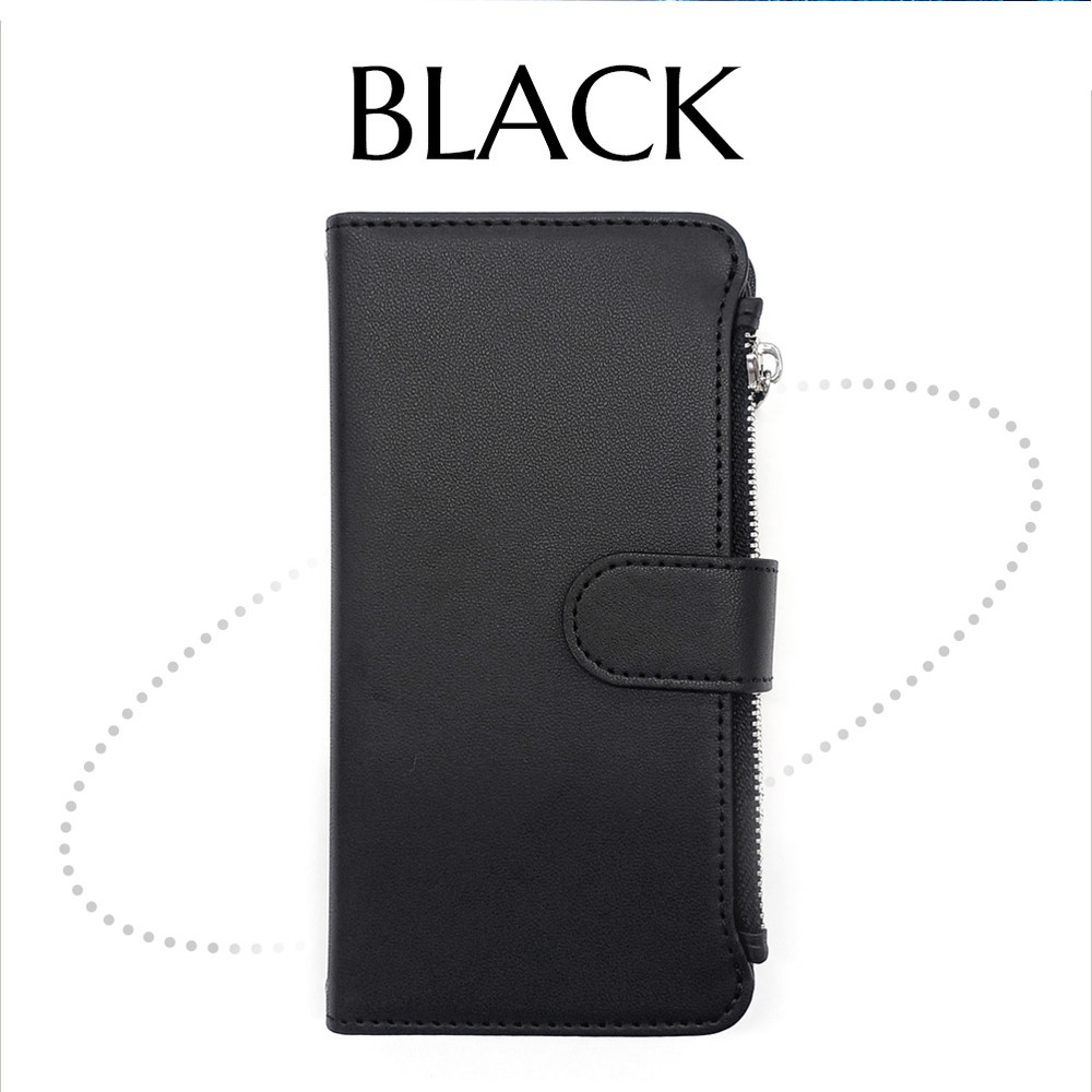 iphone17 ケース ブラック Magsafe対応 ウォレット 手帳型 カード収納