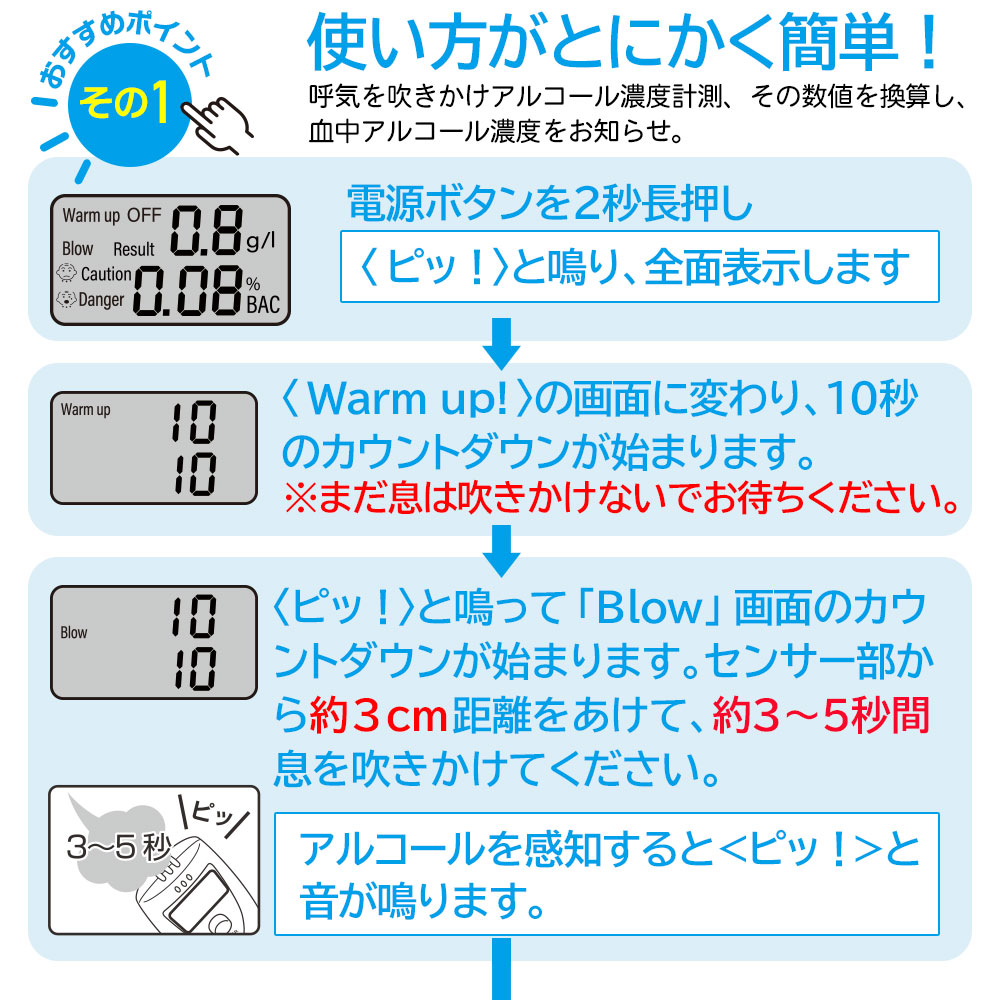 ポータブル アルコールチェッカーAL-01WH 