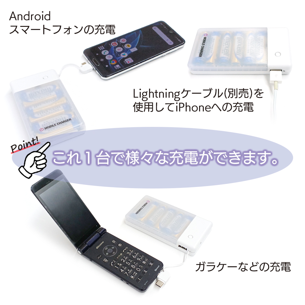 単3アルカリ6本型乾電池充電器micro&TYPE-Cケーブル付1.5Aタイプ