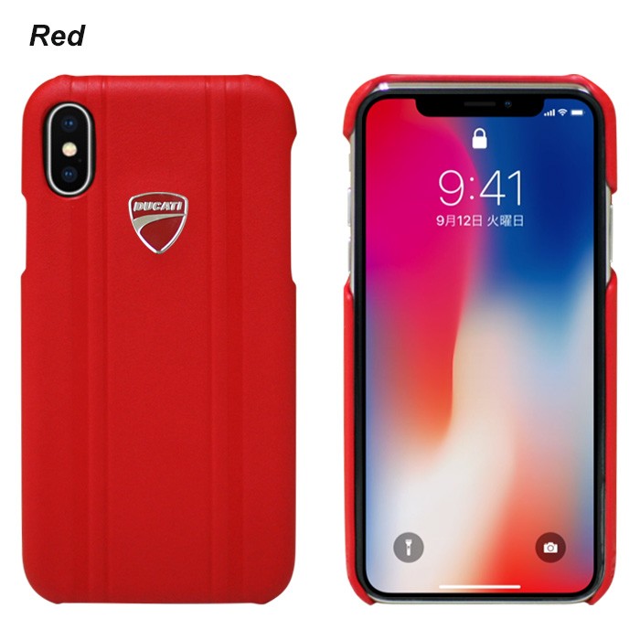 DUCATI公式ライセンス品iPhoneX ハードケース 本革ケース アイフォンX
