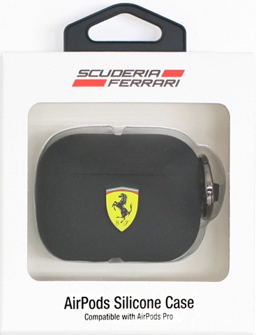 AirPods Pro ケース エアーポッズプロ シリコンケース フェラーリ カバー シリコン エアポッド Air Pods プロ カラビナ付 車 メーカー Ferrari 公式ライセンス品 | Ferrari | 01