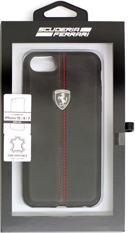 iPhone SE (第2世代) ブラック プラスチックハードケース付 Ferrari（フェラーリ） iPhone SE2 ケース 本革 第2世代 iPhone8