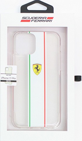 iPhone11 ケース Ferrari フェラーリ iPhone11Pro 白ライン クリア バックカバー アイフォン11Pro アイフォン11 | Ferrari | 01
