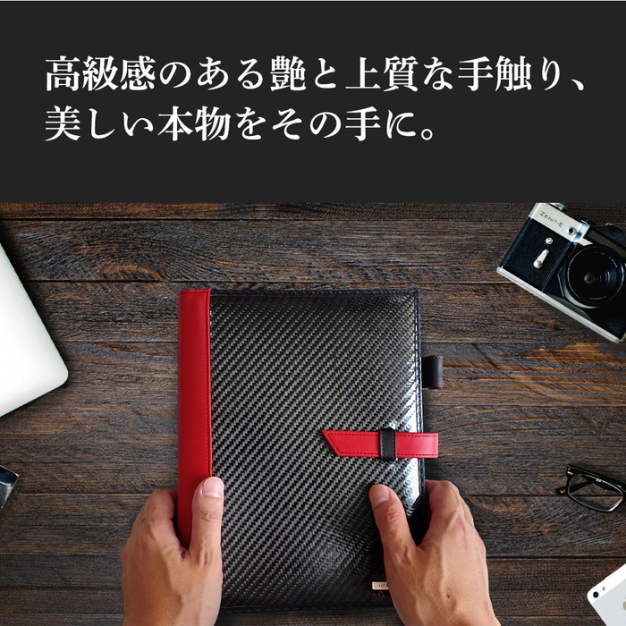 システム手帳 A5 手帳 本革 ペンホルダー リング ポケット メンズ 手帳 