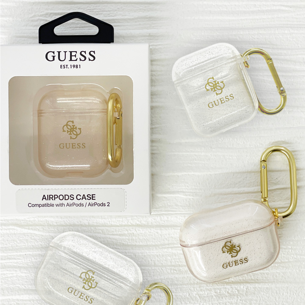 ゲスロゴ【Guess】キーホルダー付 AirPods 1 / AirPods 2 ケース Airpods Pro ケース 第2世代 第1世代 GUESS カバー エアポッズ
