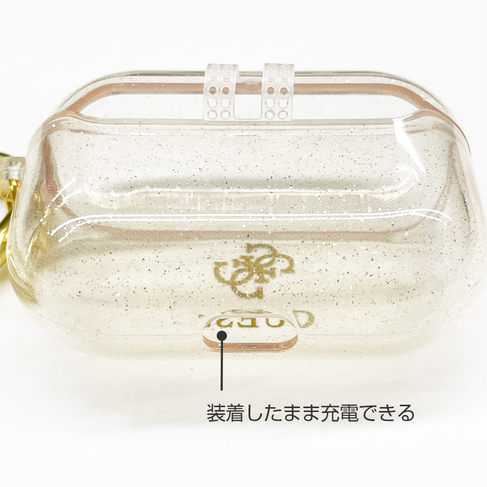 ゲスロゴ【Guess】キーホルダー付 AirPods 1 / AirPods 2 ケース Airpods Pro ケース 第2世代 第1世代 GUESS カバー エアポッズ
