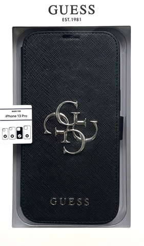 新品⭐︎GUESS 公式 手帳型ケース iPhone 14 （ゲス） シルバー iphone14 ケース（GUESS／スマホケース、カバー）（ケース形状：手帳型
