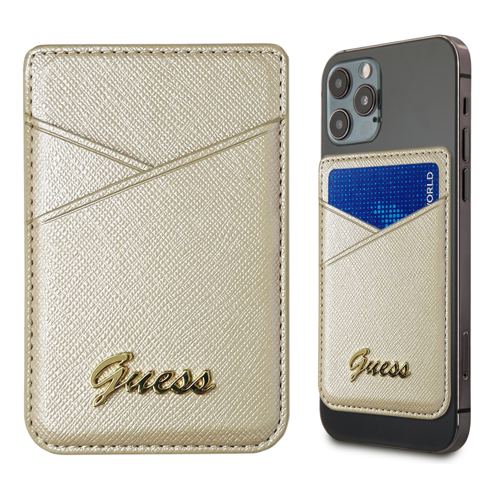 スマホカードポケット カード収納 背面ポケット カードケース GUESS カードホルダー シールタイプ 貼付 iPhone アンドロイド ブラック  ゴールド レッド