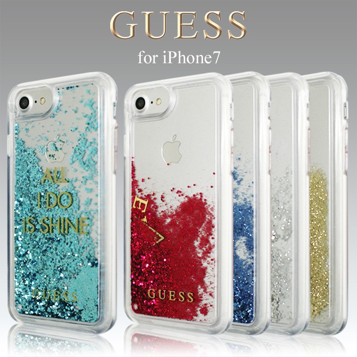 iPhone 7 ケース グリッター GUESS iPhone7 SE3 ラメ キラキラ 流れる
